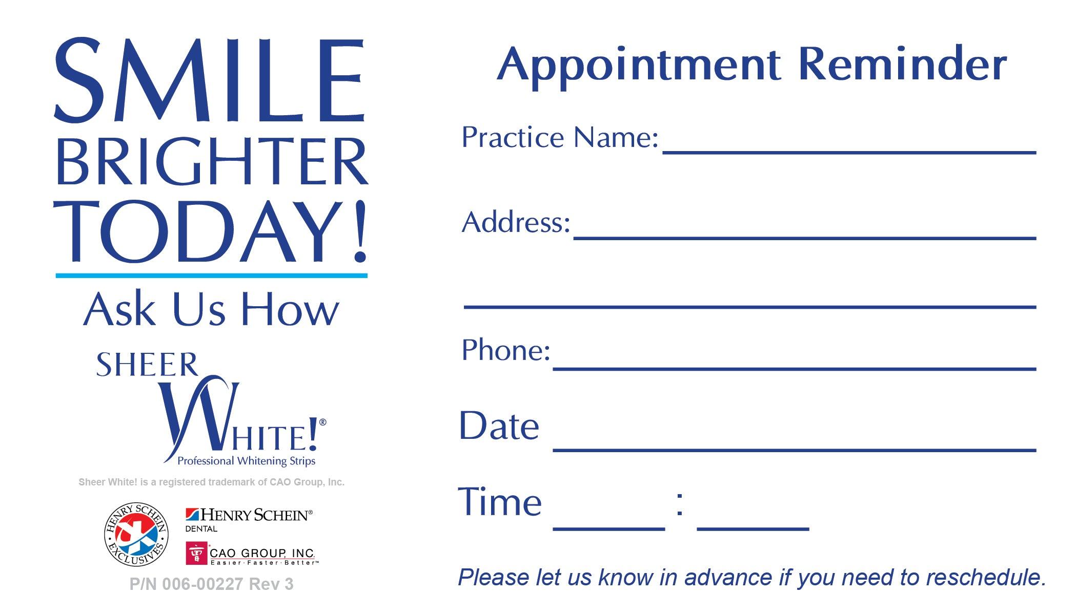 Sheer White! Appointment Cards - amdlasers